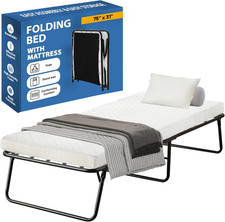 14” Folding Bed with 3” Memory Foam Mattress & Sturdy Metal Frame