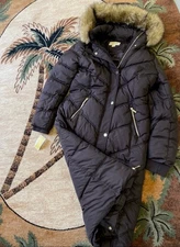 Michael Kors Chocolate Maxi Long Fur Puffer Coat Full Length Winter M NWT $400