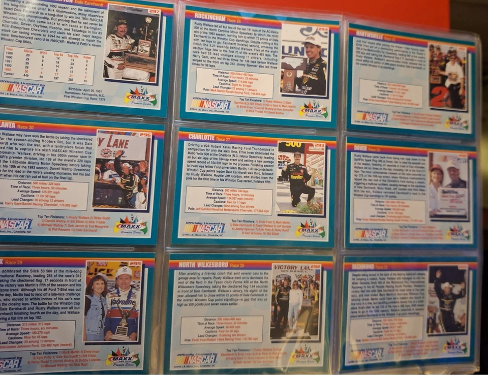 Maxx Race Cards Nascar 1994 SET of 300 Cards +12 Jumbo Cards in MAXX Binder - Image 3 of 4