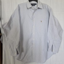 Ralph Lauren Yarmouth 100 Cotton Blue/White Mens Shirt.   17 1/2  35