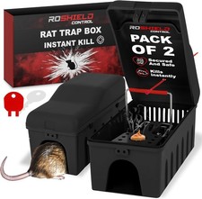 2X Rat Trap Killer Box - Easy to Set Safety Box for Home, Shed & Garage Control 