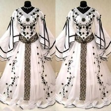 Vintage Black and White Wedding Dresses Flare Sleeves Corset A-Line Bridal Gowns