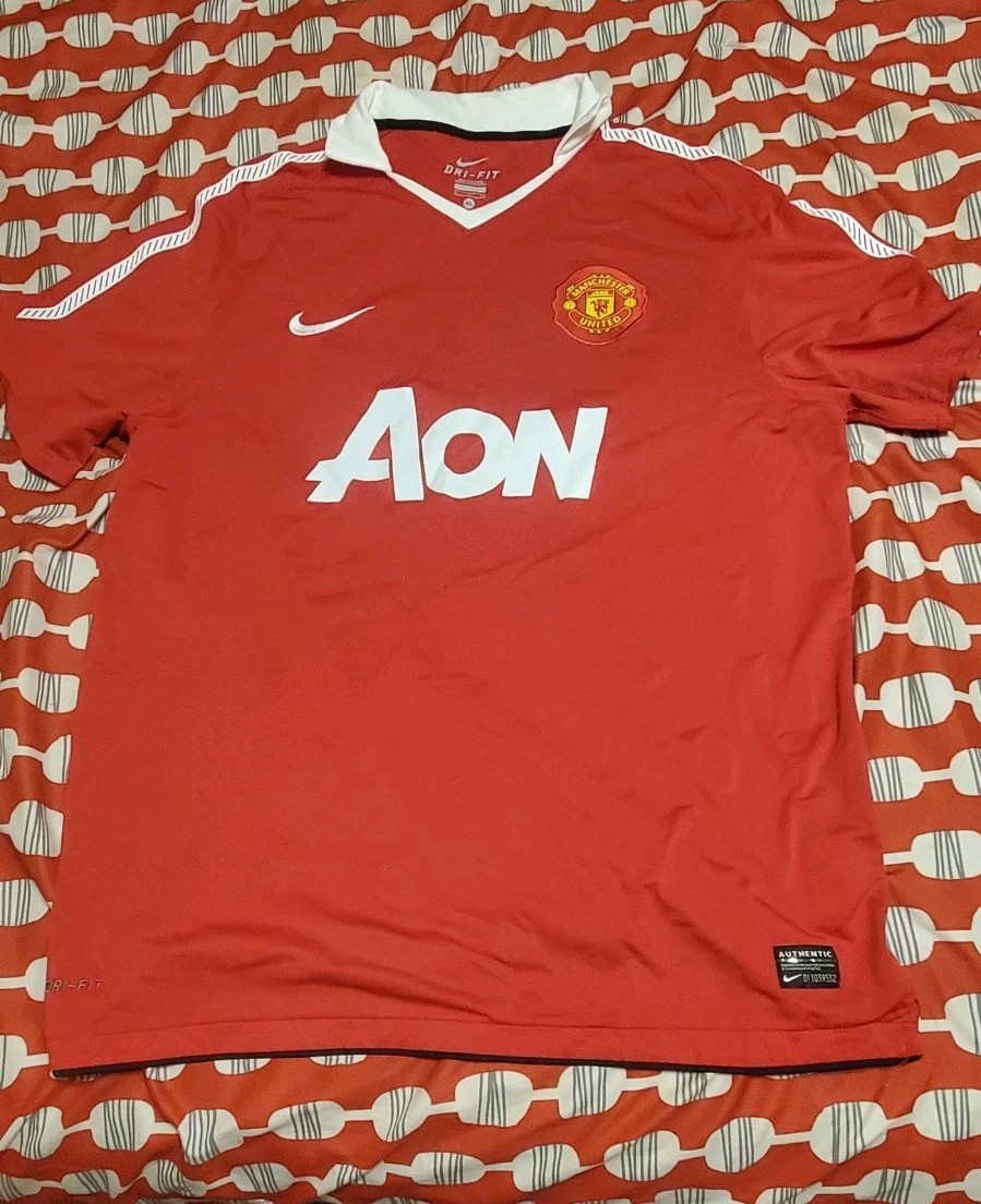 VINTAGE NIKE  Manchester United AON Jersey Home Shirt Red Devil XL AUTHENTIC 