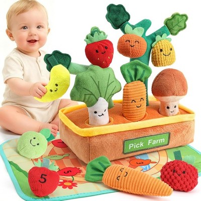 Baby Sensory Toys Fruit Vegetable Sorting Play Food Sets, Food Crinkle Rattle