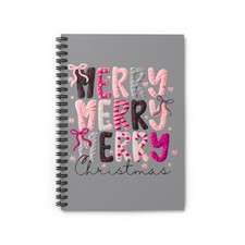 Christmas 'Merry Merry Merry' Spiral Notebook - Pink Cozy Holiday Journal