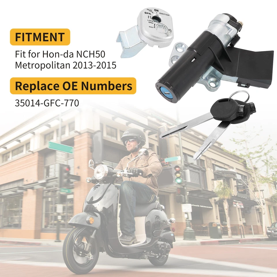 Ignition Switch Lock Set Fit Fit Honda NCH50 Metropolitan 03+ NEW 35014-GFC-770 Foto 2 de 4
