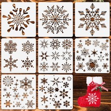 8 Pcs Christmas Snowflake Stencil Template, Reusable Plastic Drawing white