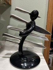 Raffaele Iannello Voodoo/The Ex Black Knife Holder w/ 5 Pc Knife Set V READ 🔪