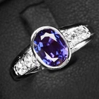 Striking Vivid Violet Amethyst 1.60Ct 925 Sterling Silver White Gold Ring Size 7