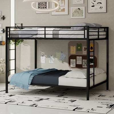 Multi - Functional Square Tube Iron Bunk Bed, Full - Size Upper & Full - Size Lo