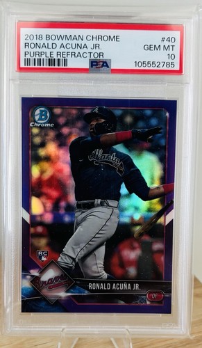 Ronald Acuna Jr. 2018 Bowman Chrome #40 Purple Refractor /250 Rookie PSA 10 💎🔥