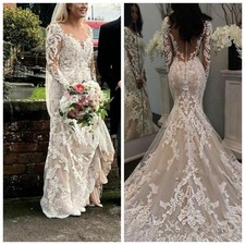 Luxury Mermaid Wedding Dresses Long Sleeves Appliques Bridal Gowns Sweep Train