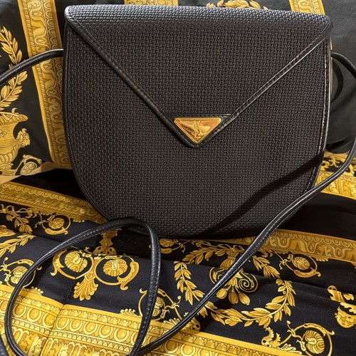 Yves Saint Laurent YSL Envelope Crossbody Shoulder Bag Black Vintage