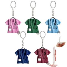 5 Pcs Nurse Uniform Keychain Set with Stethoscope and ID Holder Designs.