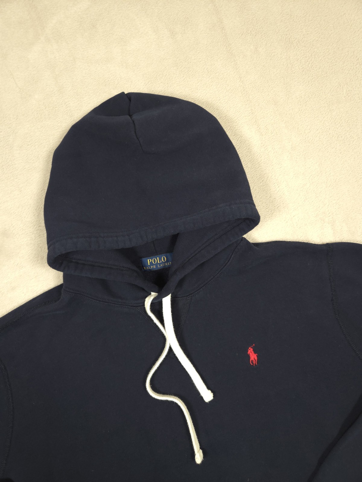 Polo Ralph Lauren blu navy felpa con cappuccio logo pony uomo XL boxy fit