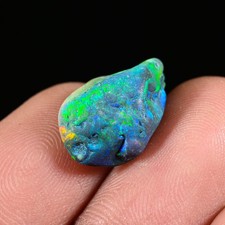 4.2Ct Black Ethiopian Opal Rough, Jewelry Grade Welo Opal Rough, Multi Fire Opal