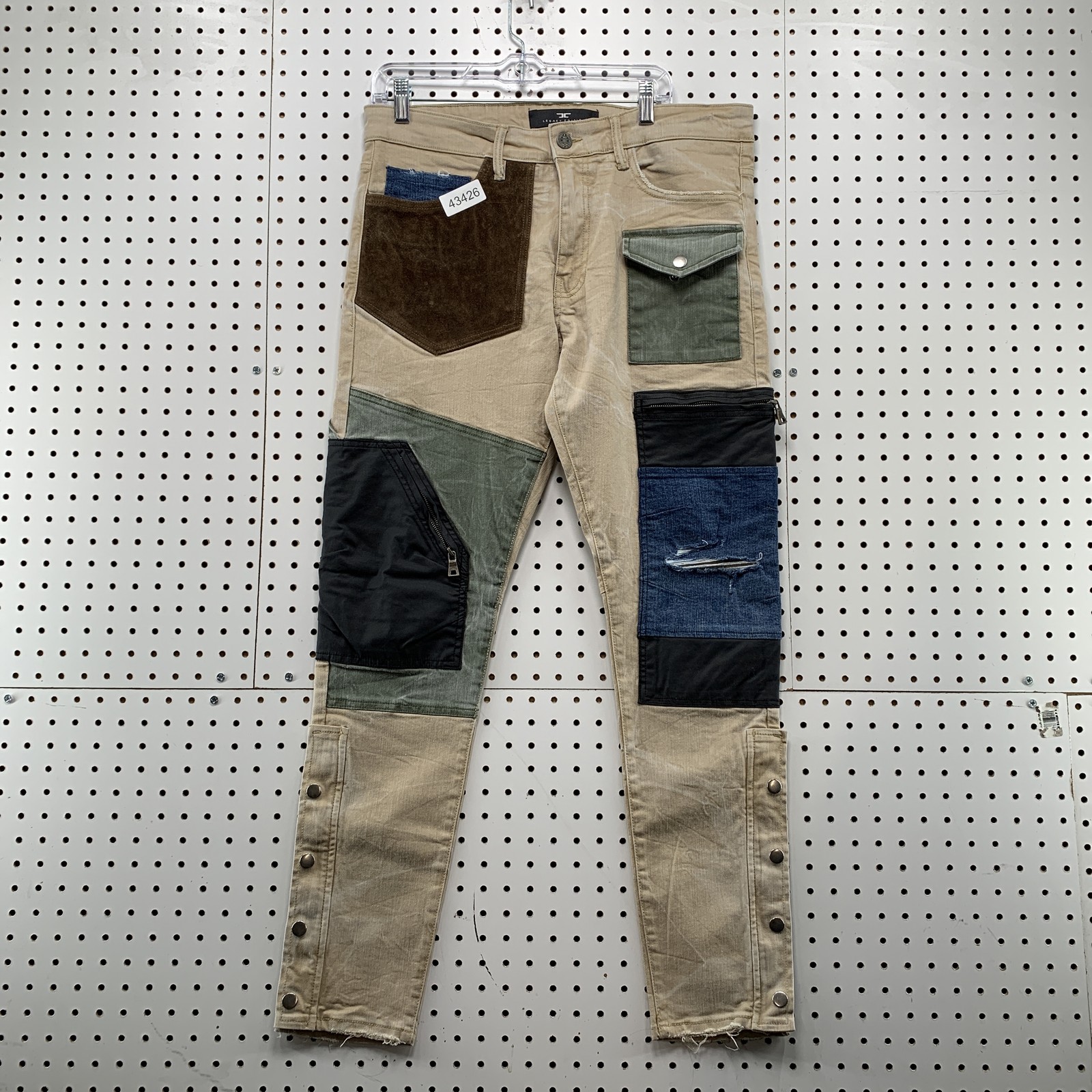 Patchwork Skinny Jeans Mens 34x32 Beige Jordan Craig Legacy Edition Corduroy-image