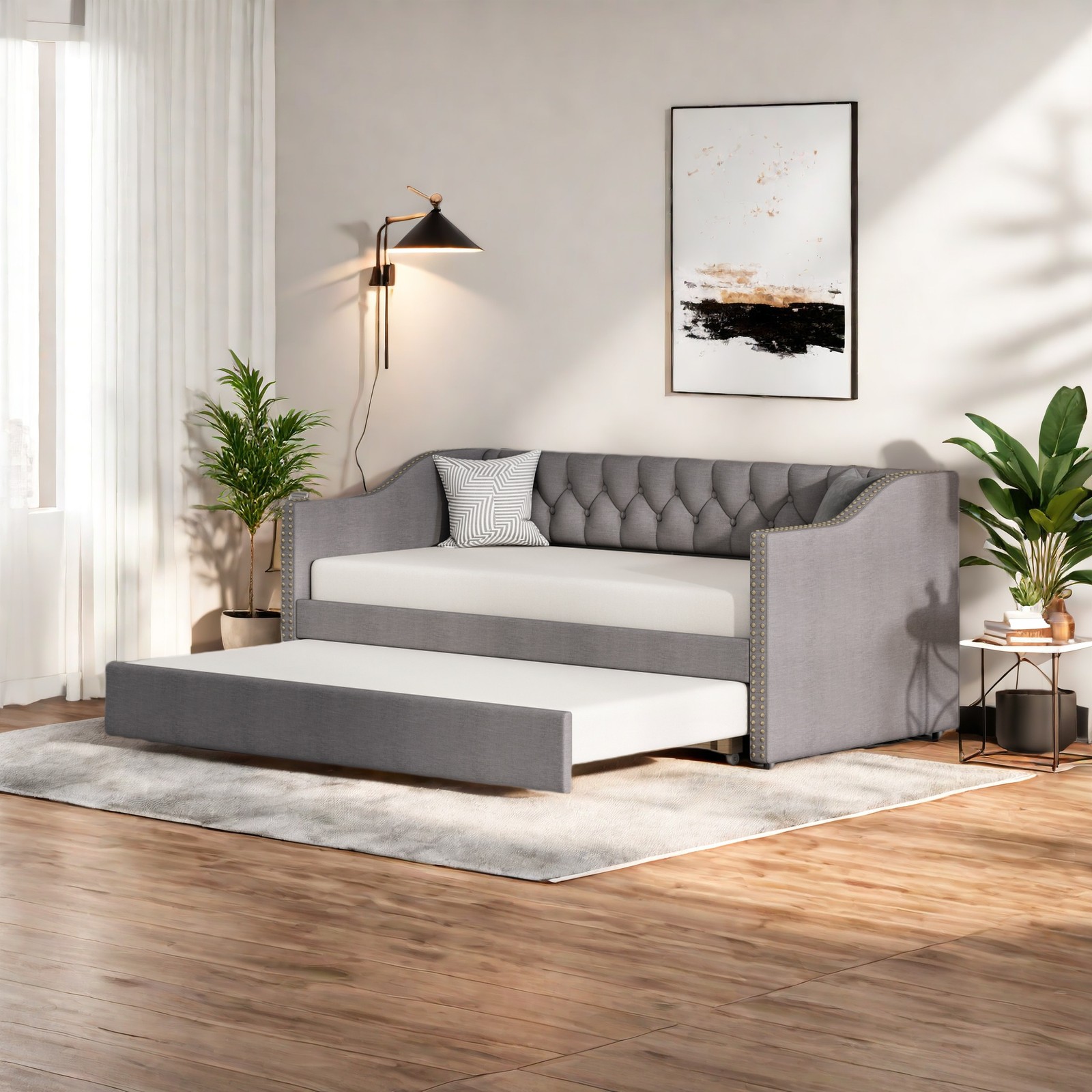 Funktionsbett Schlafsofa Jugendbett Kinder 90x200 cm Ausziehbett Kojenbett Grau