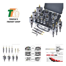 Upgrade Heavy Duty Carbide TCT Carbide Hole Saw Kit 10Pcs for Hard Metal, wit...