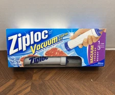 Ziploc Vacuum Starter Kit Hand Pump and 3 Freezer Quart Bags New