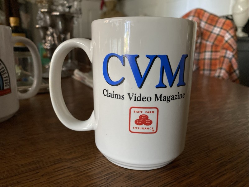VTG State Farm Ceramic Mug - Square Logo - Claims Video Magazine promotion RARE