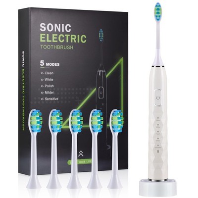 Sonic Electric Toothbrush for Adults - Deep Cleaning Teeth Whitening6 Replace...