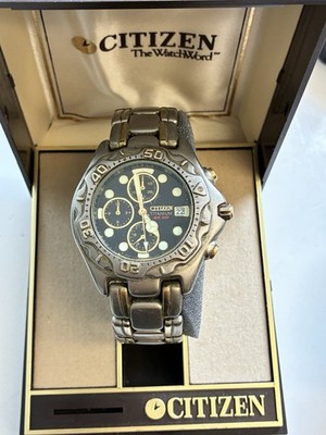 40mm Citizen Eco-Drive Chronograph WR200 Titanium 0560-H02829 Men s Watch Works!