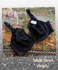 VINTAGE WACOAL 85109  BLACK  TAPESTRY EMBROIDERED UNDERWIRE BRA  SIZE 34DD