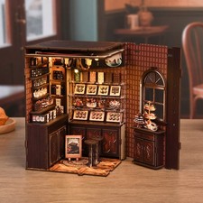 3D Wooden Miniature Dollhouse DIY Sweet chapter Puzzle Kit w/LED Bookshelf Gift