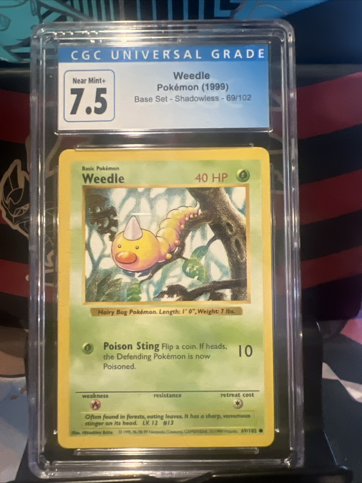 Weedle Shadowless CGC 7.5 Near Mint+ (1999) Base Set #69/102 Graded WOTC