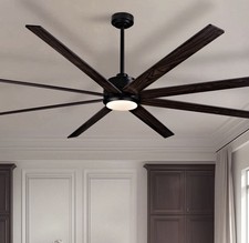 84" Black Industrial Ceiling Fan with Dimmable LED Lights and Remote Control