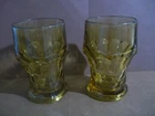 2 Vintage Anchor Hocking Georgian Amber Honeycomb 5" Tumblers: EUC