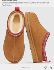bebealy Women's Brown Suede Slip-On Slippers Faux Fur Lined EU 38