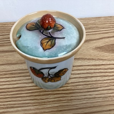 Vintage Hand Painted Japan Jelly Jam Jar Raspberry 4  Tall