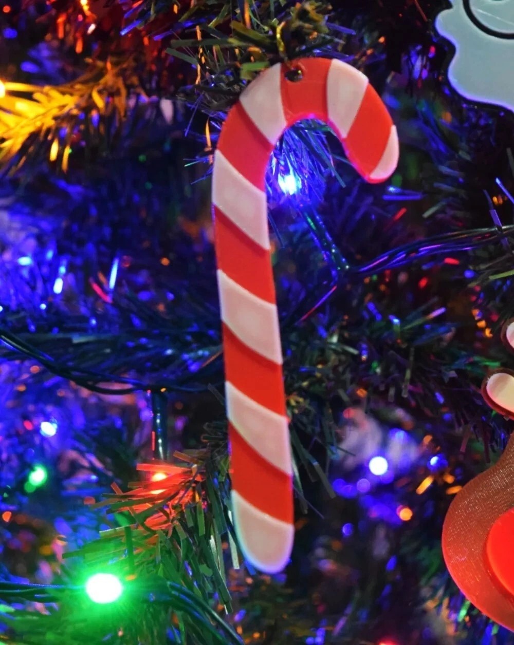4 Pcs Christmas Candy Cane Tree Ornaments – Plastic Red & White Xmas Decor