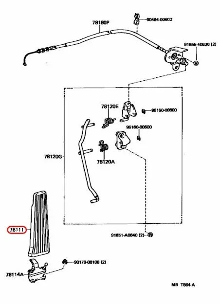 Almohadilla de pedal manual Toyota 93-98 Supra JZA80 78111-12100×2 31321-14020 OEM genuina Foto 3 de 4