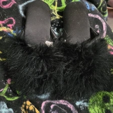 INC International Concepts Black Furry Slippers