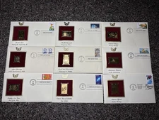 Lot Of 9 Assorted 22 Kt Gold Stamps 1984,1985,1999,2000 First Day Of Issue
