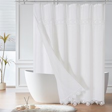 Extra Long Boho Farmhouse Shower Curtain, Linen Cotton Fabric Shower Curtain ...