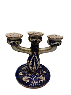 ORIGINALE CANDELABRO CERAMICA D' ARTE Faenza DECORO RAFFAELLESCHE