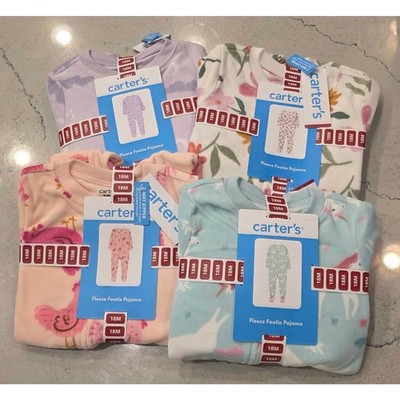New Carter's Fleece Footie Pajamas Size 18M - Lot of 4