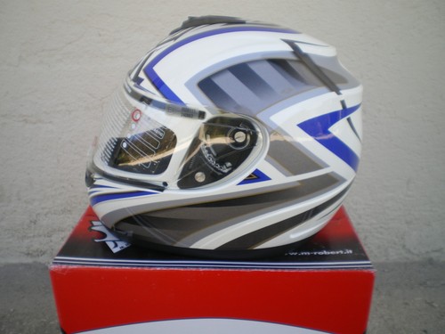 CASCO INTEGRALE M ROBERT MR 595 BLU BIANCO TAGLIA XL | eBay