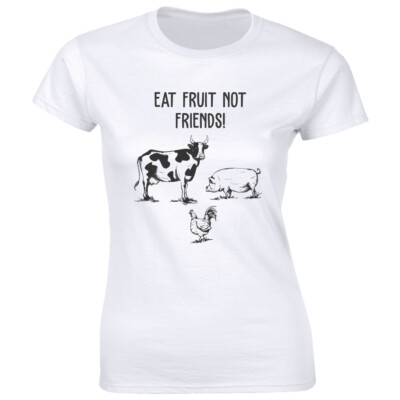 Eat Fruit Not Friend - T-Shirt Donna Vegana Con Stampo Resistente E Morbida