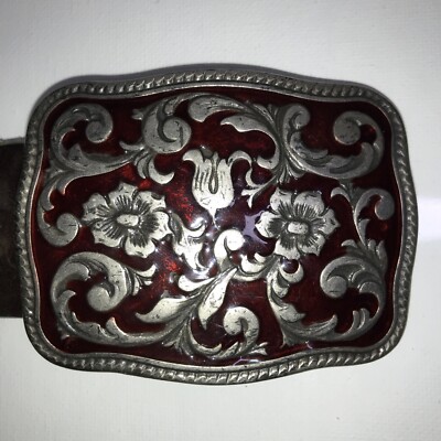 GAP Italian Leather Belt Enamel Floral Buckle. FREE SHIPPING  display picture 2
