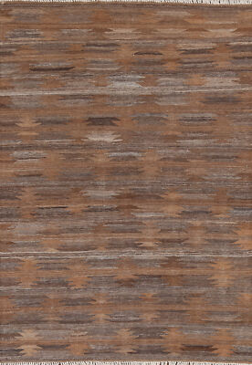 Brown Tribal Nomadic-inspired Reversible Kilim Kelim Rugs 5x7 ft