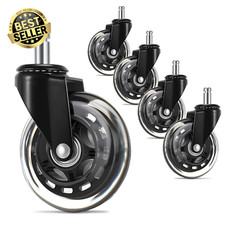 Office Chair Wheels Set of 5 3" Mute Casters for Carpet&Hardwood Heavy-Duty Blac