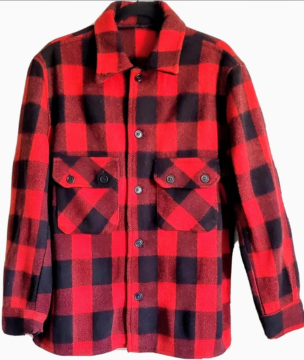 Vintage 40s Sears Hercules All Wool Classic Buffalo Plaid Red & Black Jacket M