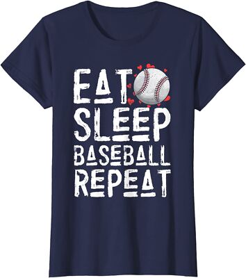Eat Sleep Baseball Repeat For Fathers Day Gift Tee Ladies' Crewneck T-Shirt