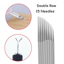 15 Pin Fog Needles Microblading Permanent Makeup Eyebrow Tattoo Double Row Blade