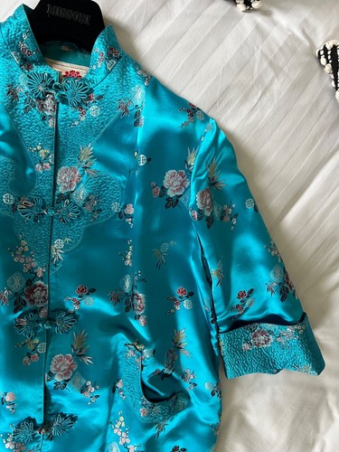 Vintage Satin Chinese Cheongsam Coat, Dress, Dressing Gown, House Coat UK10-12 - Picture 5 of 20